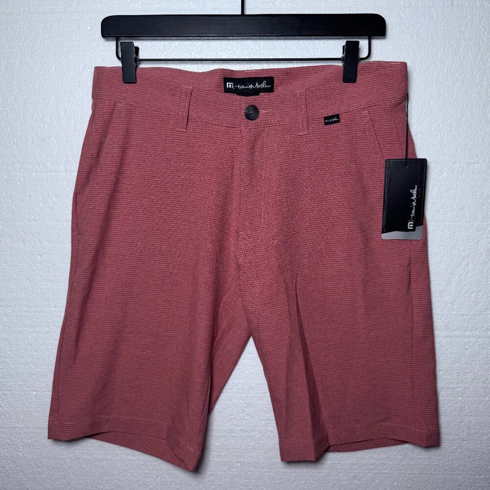 Travis Mathew New Mens Sz 30 Golf Shorts Sand Harbor Heather Garnet Rose Casual
